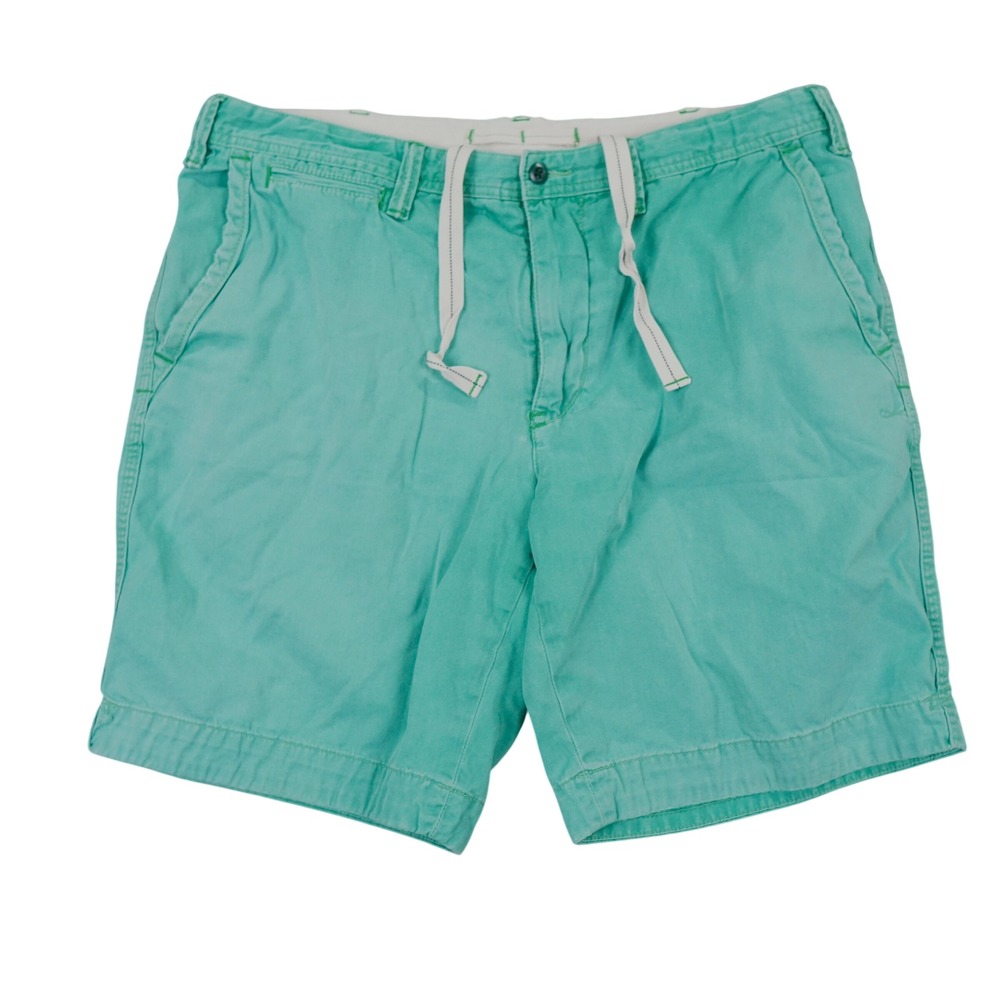VTG Polo Ralph Lauren Drawstring Shorts Men 36 Green Relaxed Fit Sun Fade Pony